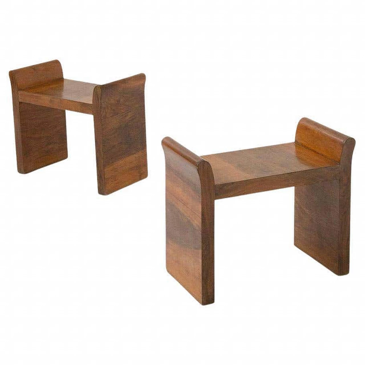 Pair of walnut-root stools in the style of Gio Ponti, 1930s 7