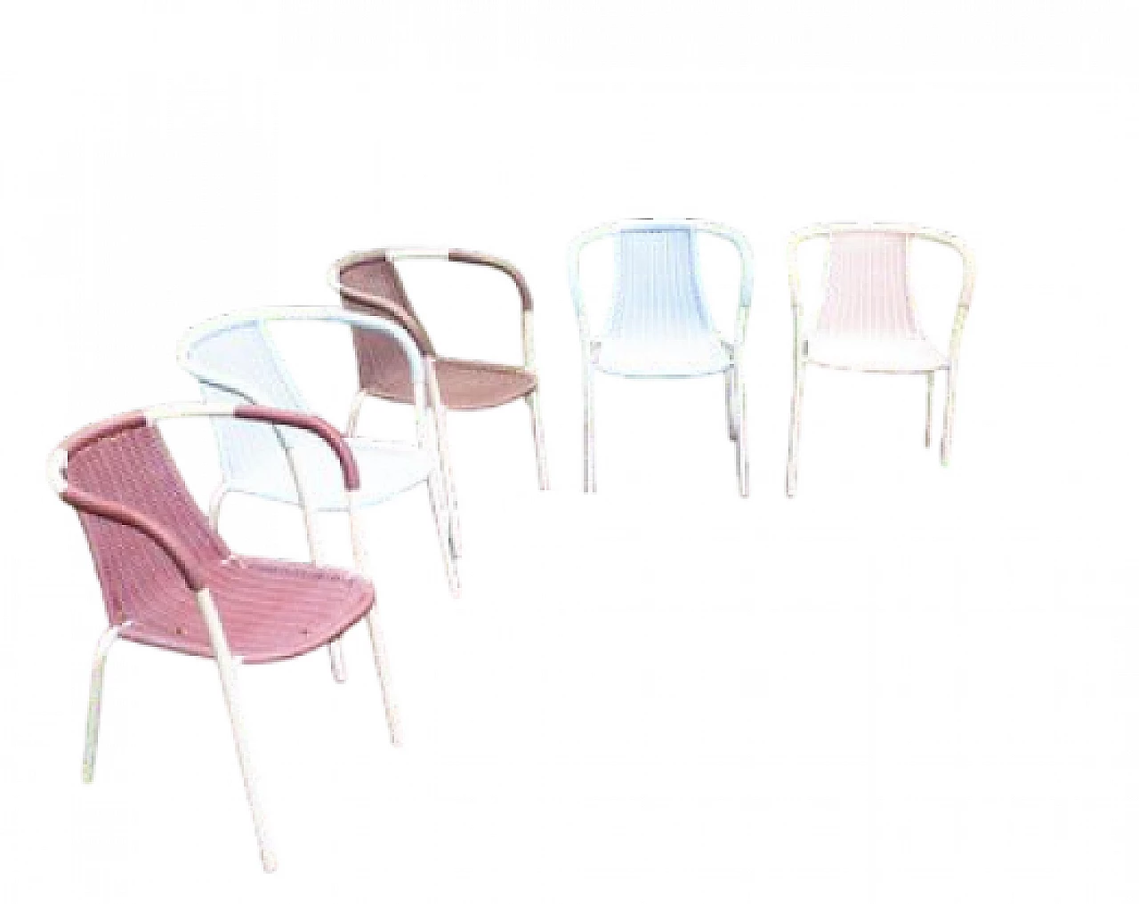 5 Plastic and lacquered metal armchairs, 1960s 9