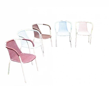 5 Plastic and lacquered metal armchairs, 1960s