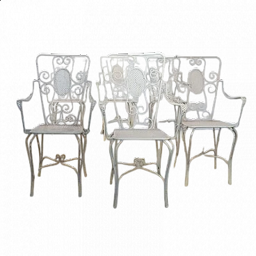 6 Wrought iron garden chairs by Casa & Giardino, 1950s