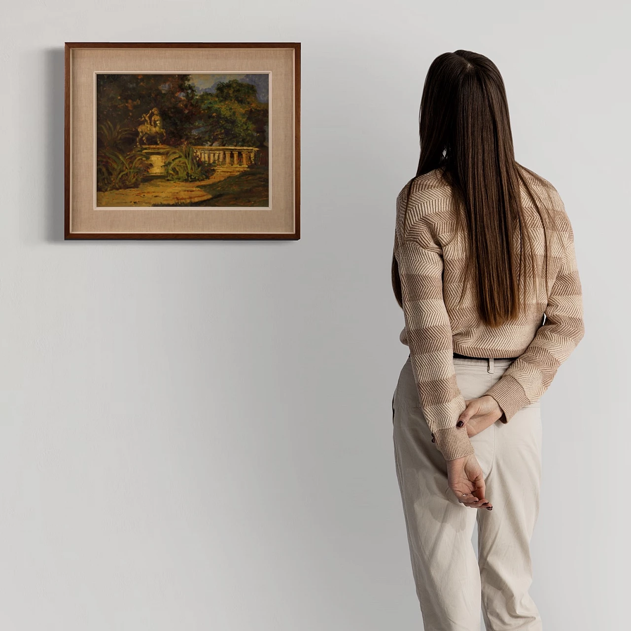 Landscape painting in impressionist style, oil on cardboard, 1960s 1