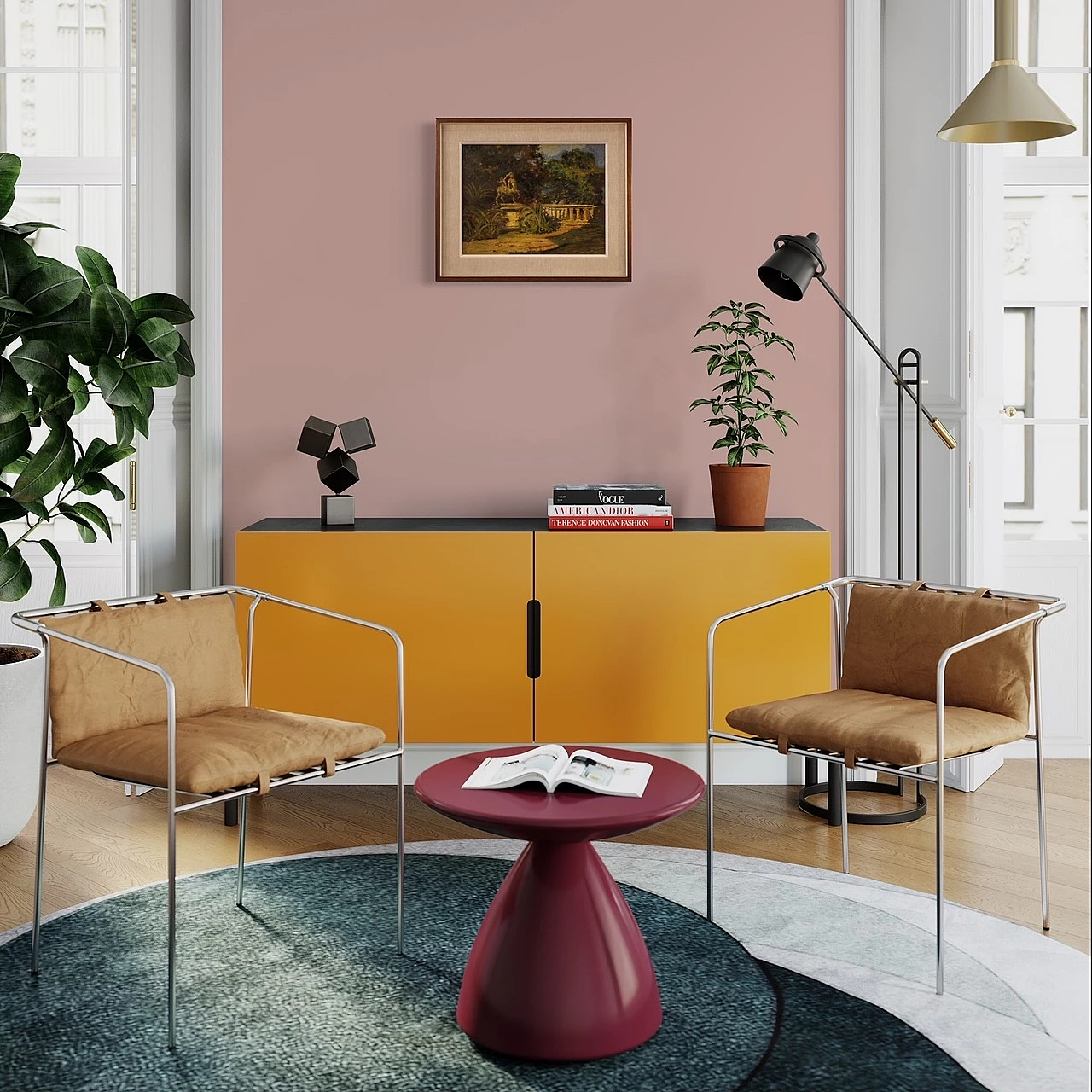 Landscape painting in impressionist style, oil on cardboard, 1960s 3