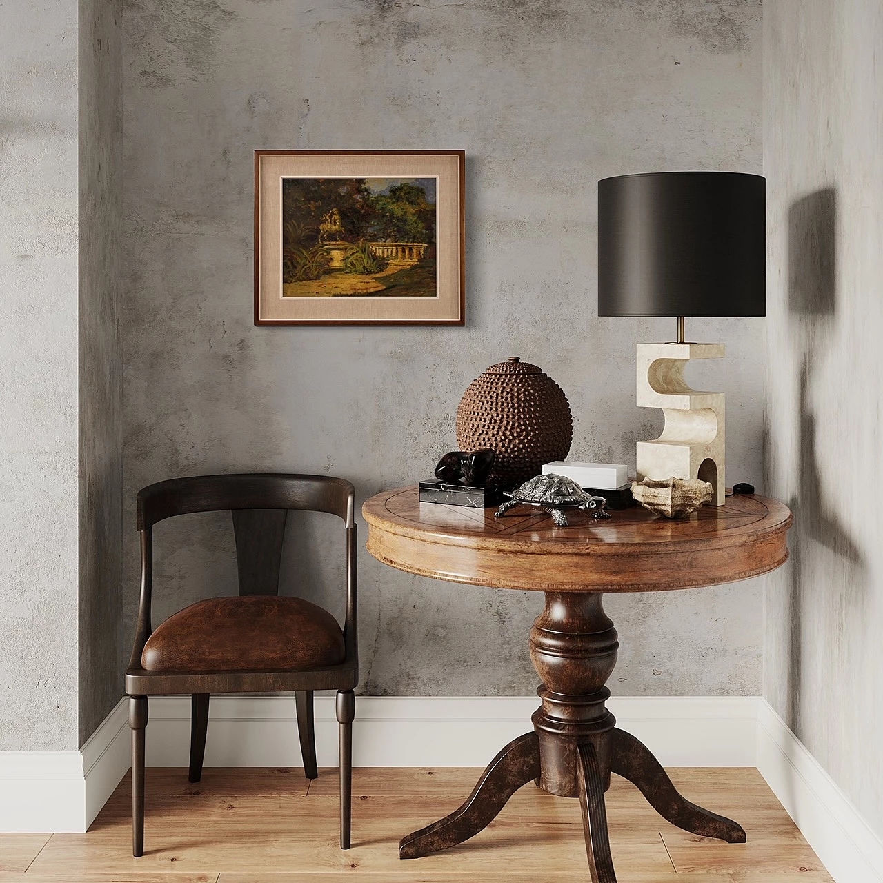 Landscape painting in impressionist style, oil on cardboard, 1960s 4