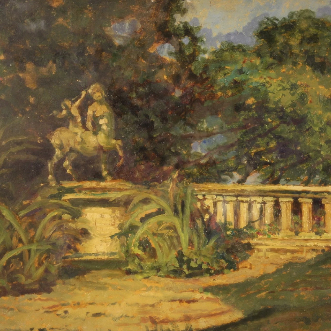 Landscape painting in impressionist style, oil on cardboard, 1960s 6