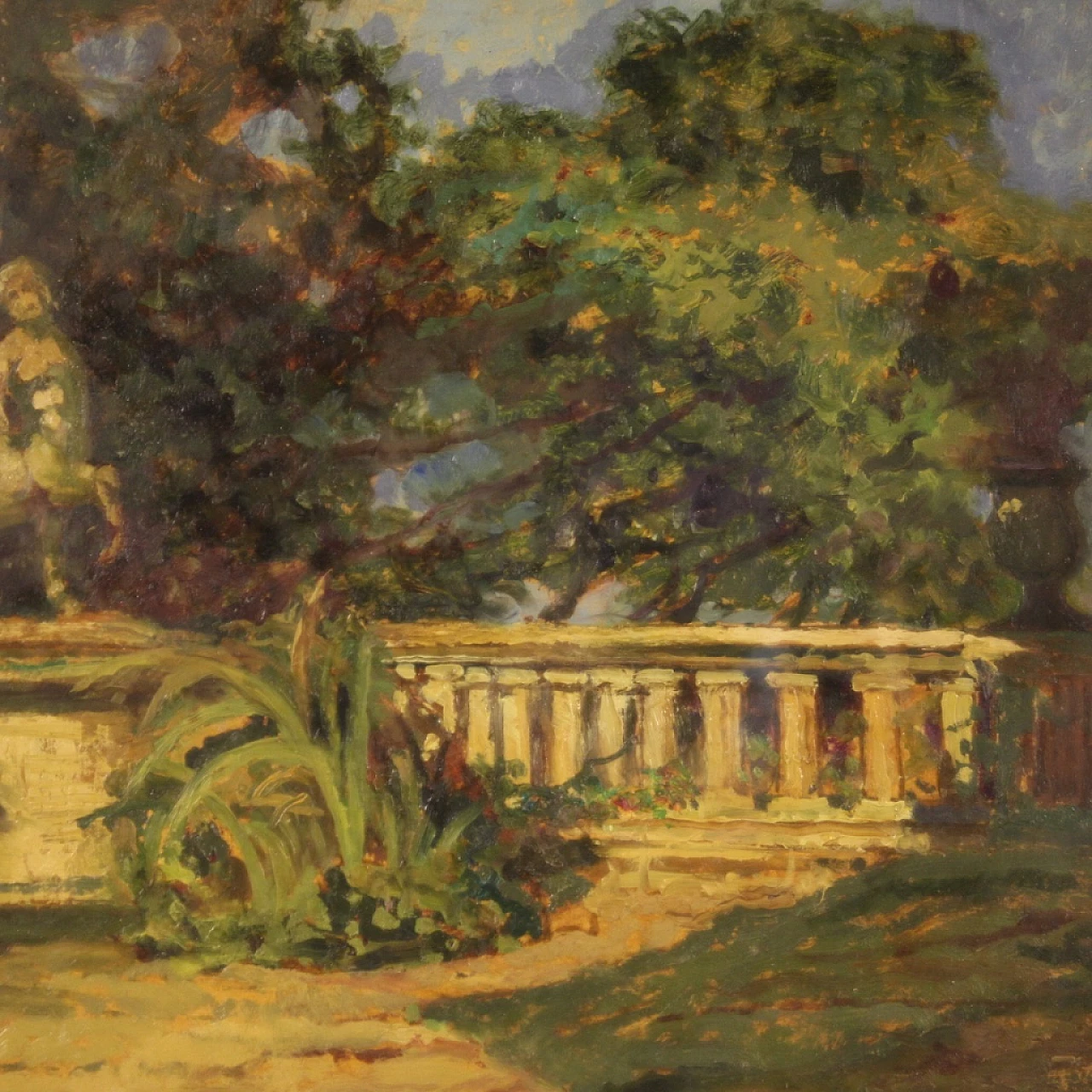 Landscape painting in impressionist style, oil on cardboard, 1960s 12