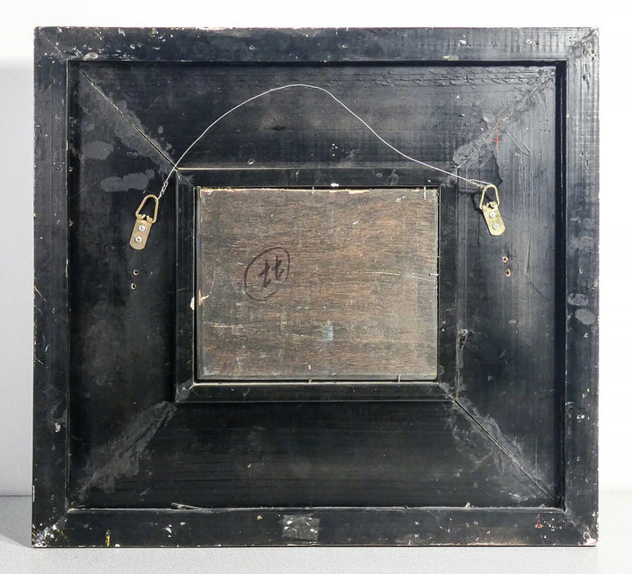 Paesaggio rurale con case, dipinto a olio su tavola, inizio '900 7