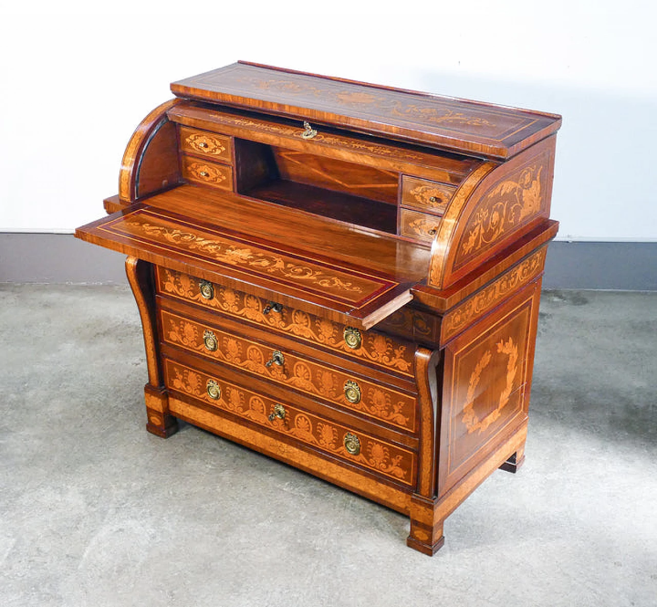 Empire veneered and inlaid walnut secrétaire, late 18th century 1