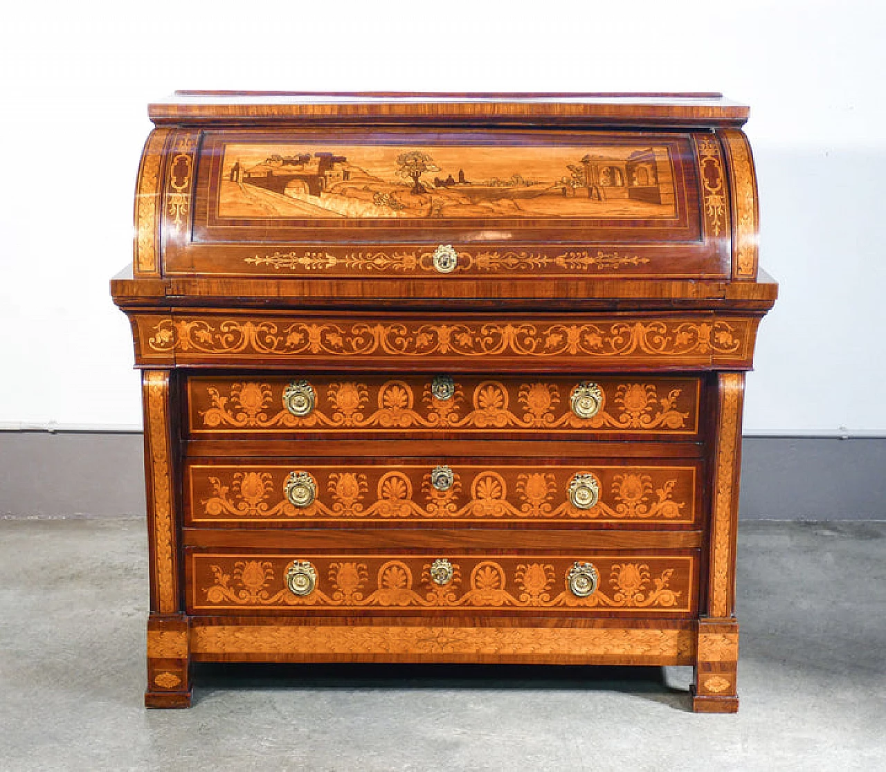 Empire veneered and inlaid walnut secrétaire, late 18th century 3