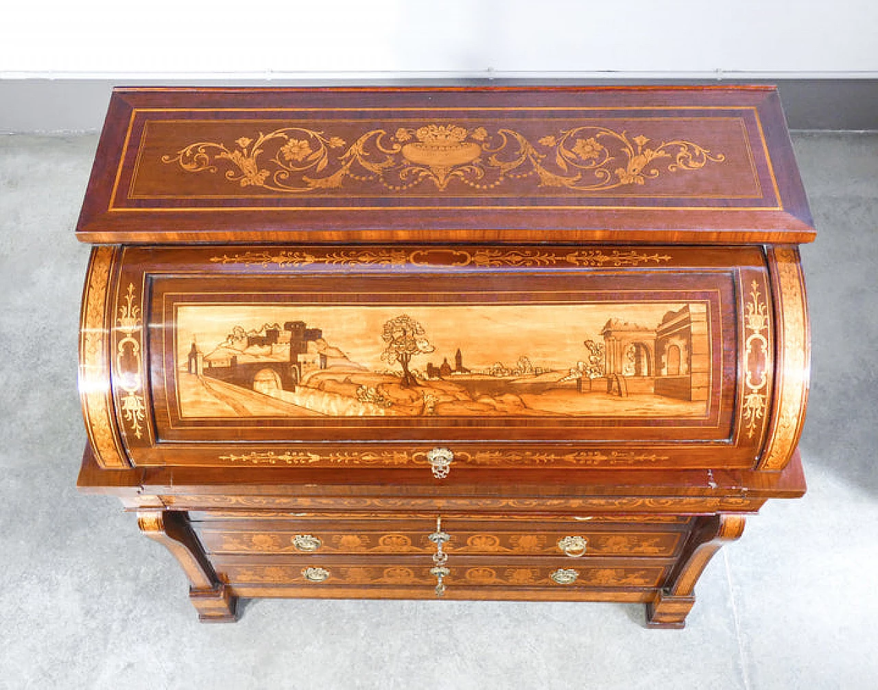 Empire veneered and inlaid walnut secrétaire, late 18th century 4