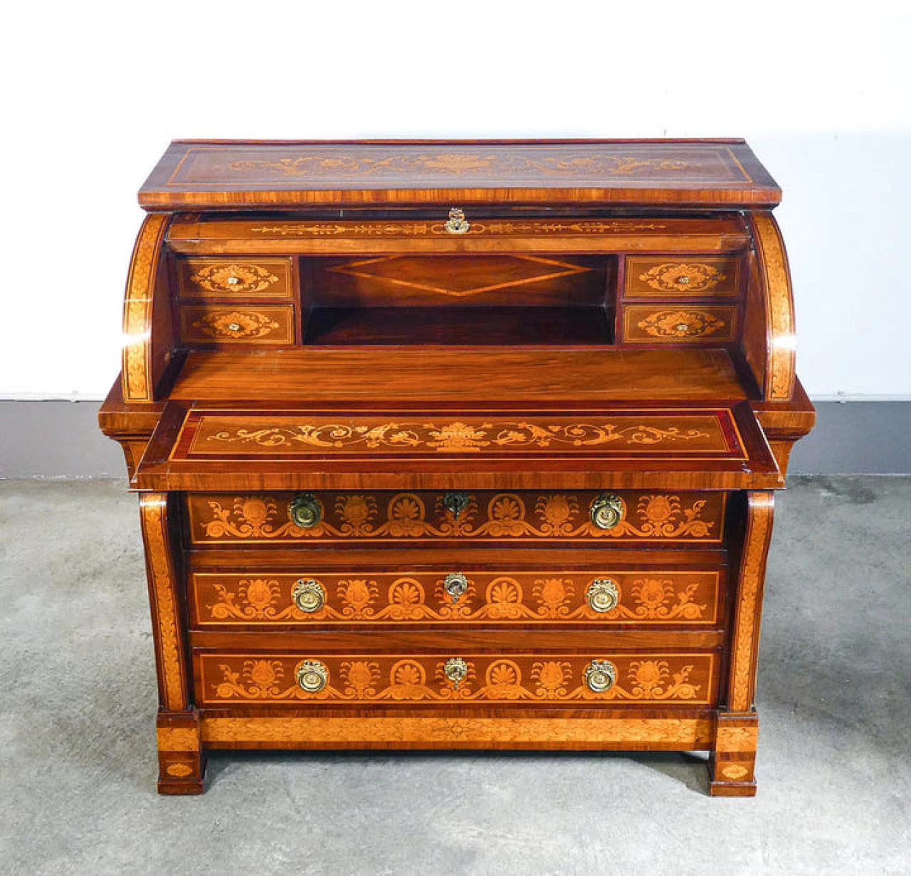 Empire veneered and inlaid walnut secrétaire, late 18th century 5