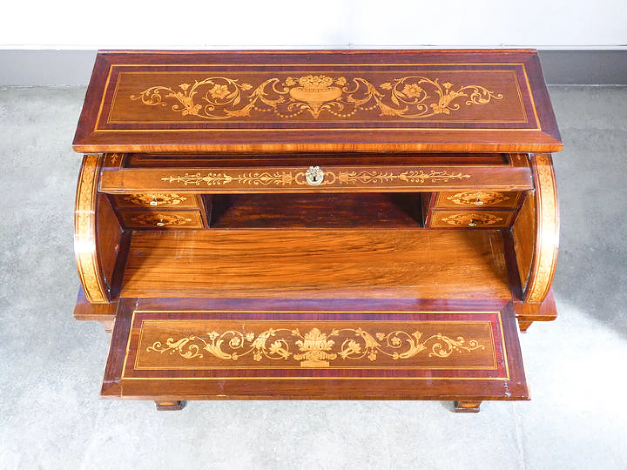 Empire veneered and inlaid walnut secrétaire, late 18th century 6