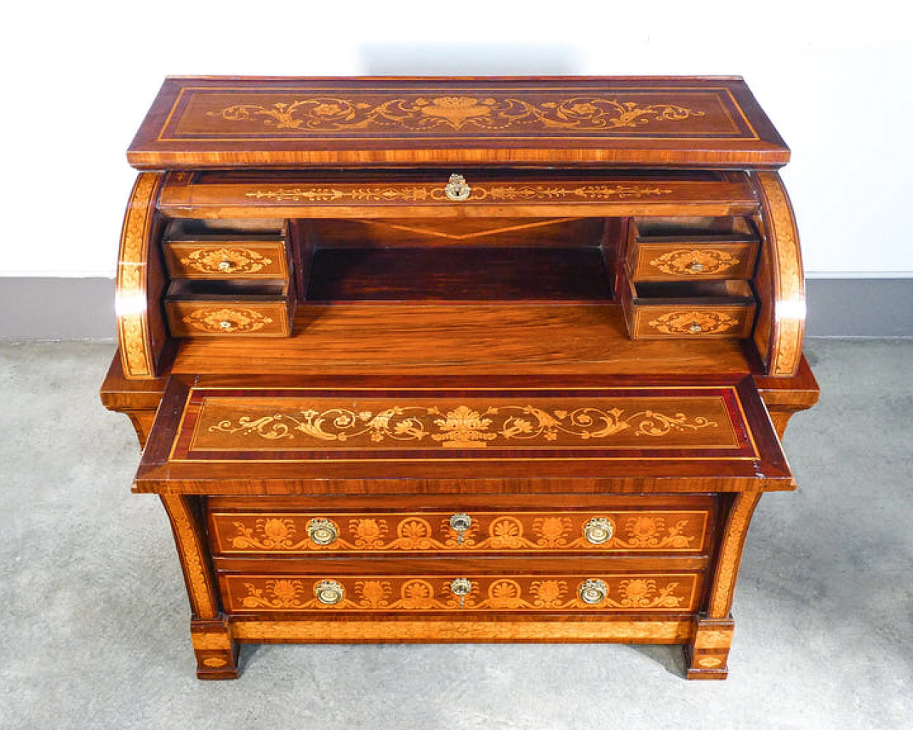 Empire veneered and inlaid walnut secrétaire, late 18th century 7