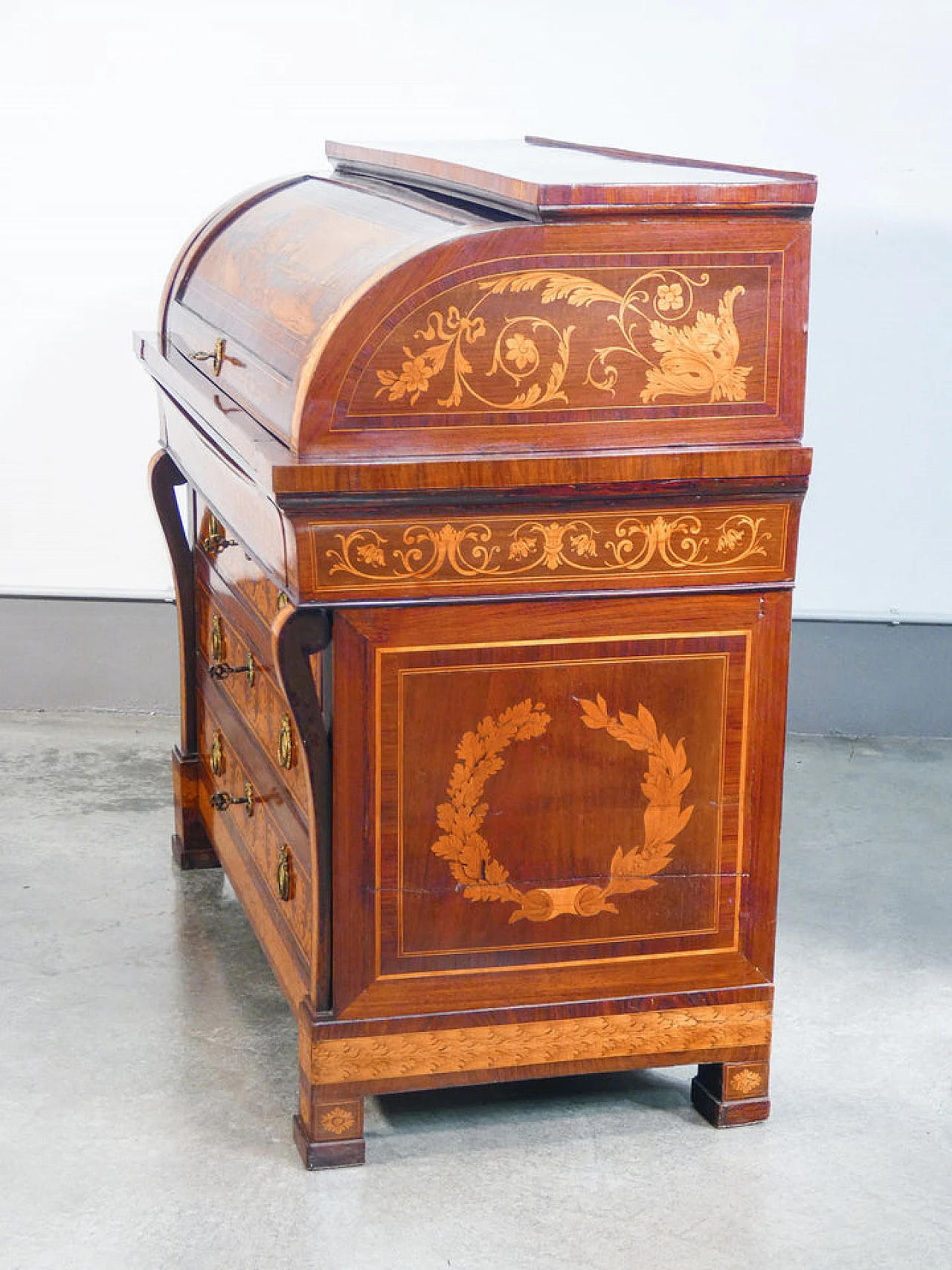 Empire veneered and inlaid walnut secrétaire, late 18th century 8