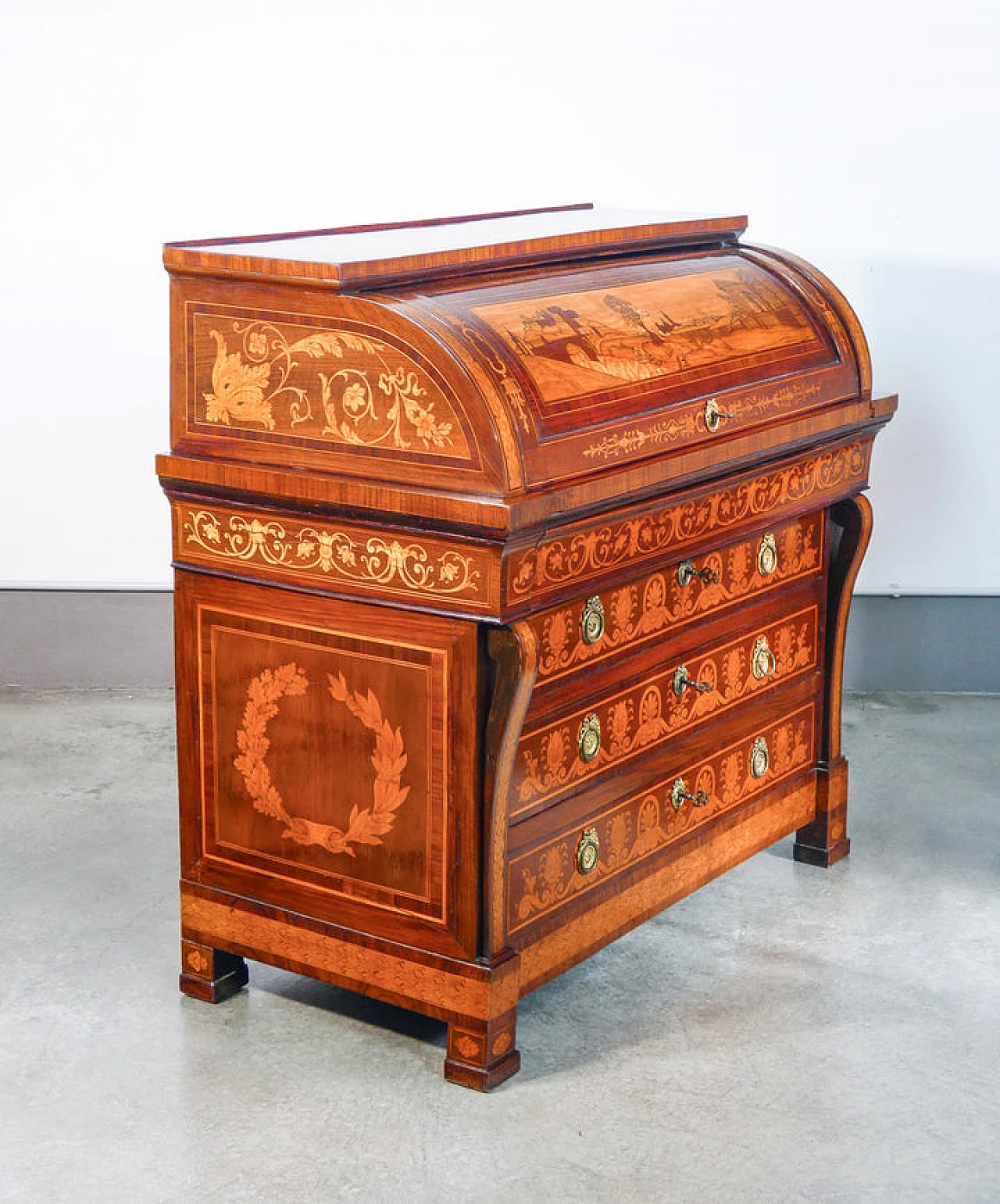 Empire veneered and inlaid walnut secrétaire, late 18th century 9