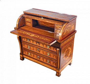 Secrétaire Impero in noce impiallacciato e intarsiato, fine '700