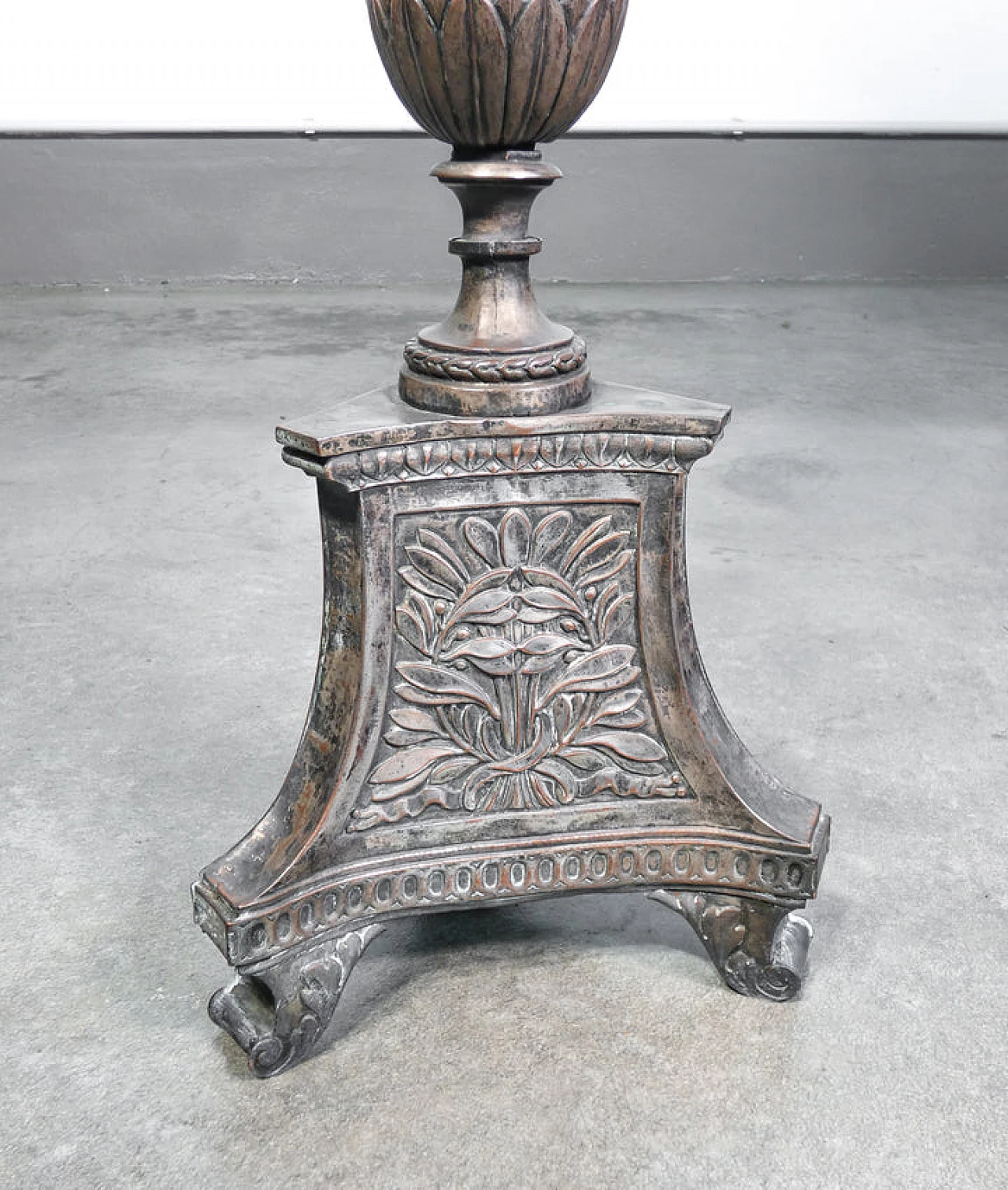 Silvered and embossed copper candle holder, 18th century 3