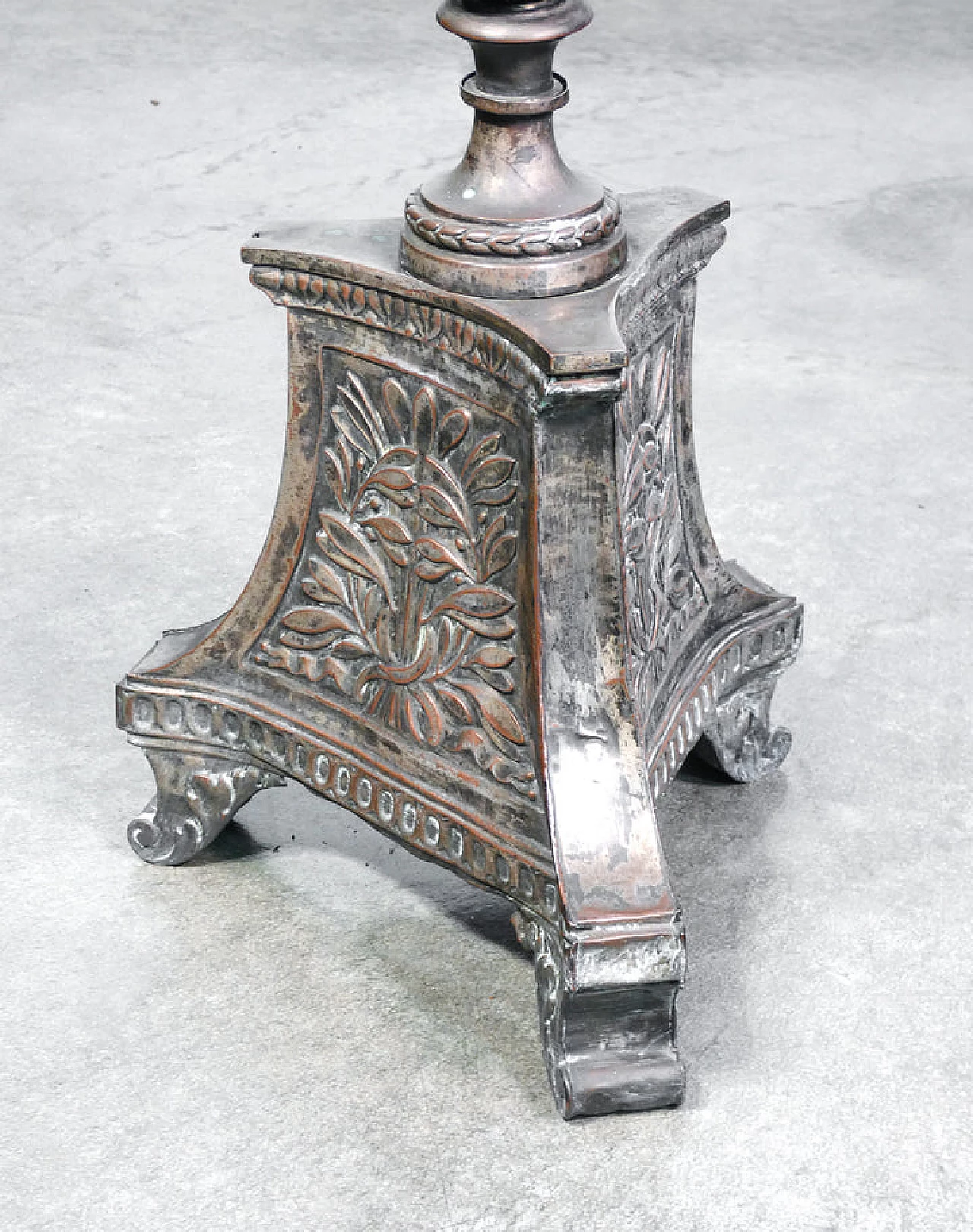 Silvered and embossed copper candle holder, 18th century 4