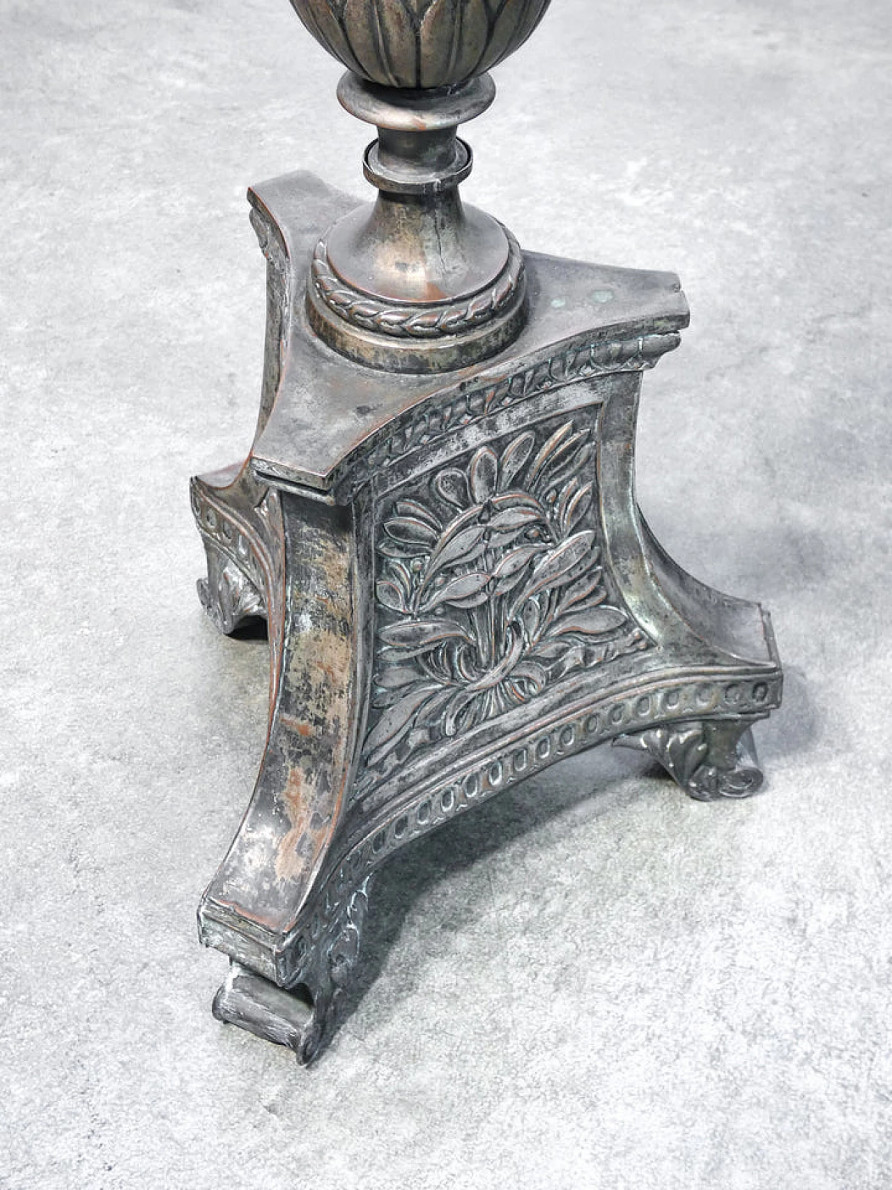 Silvered and embossed copper candle holder, 18th century 5