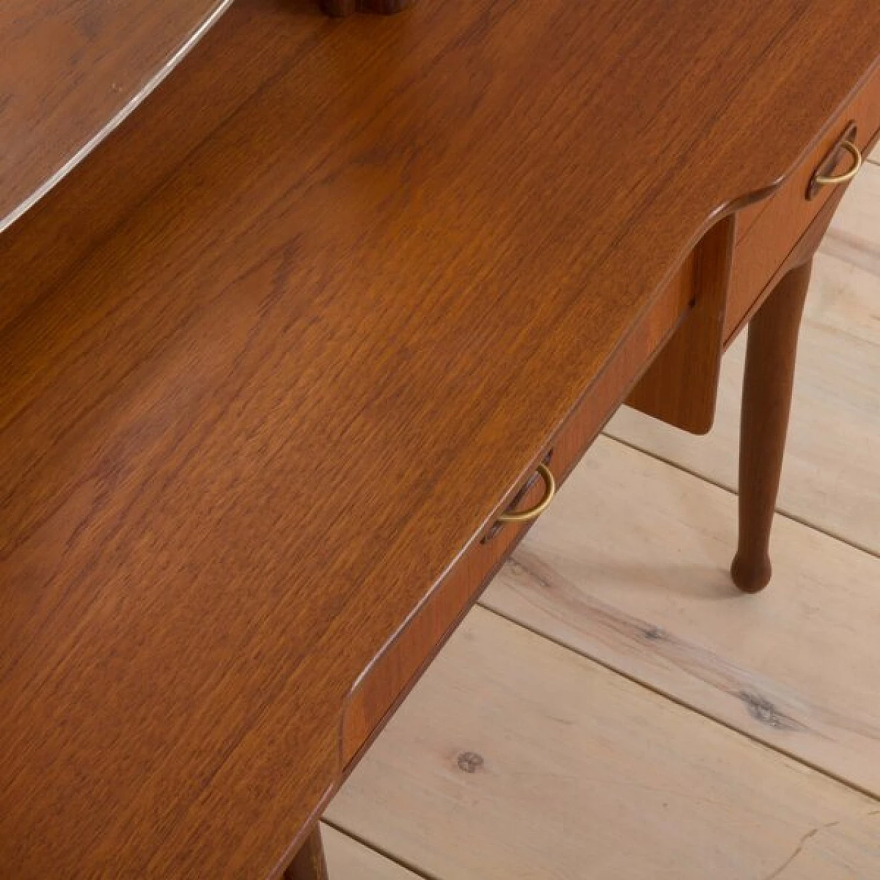 Teak dressing table with adjustable mirrors and 5 drawers, 1960s 3