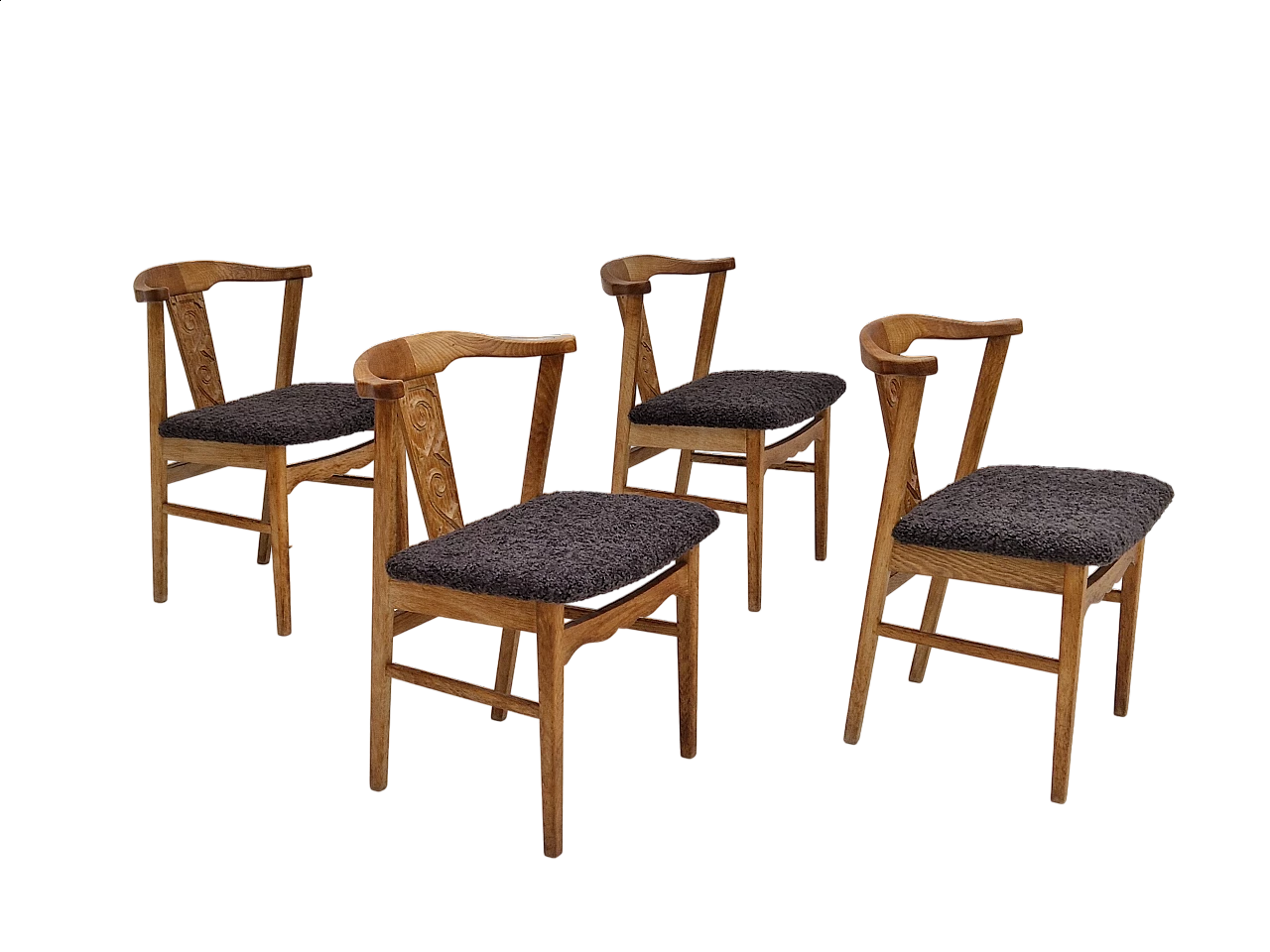 4 Danish oak chairs by Henning Kjærnulf, 1960s 24