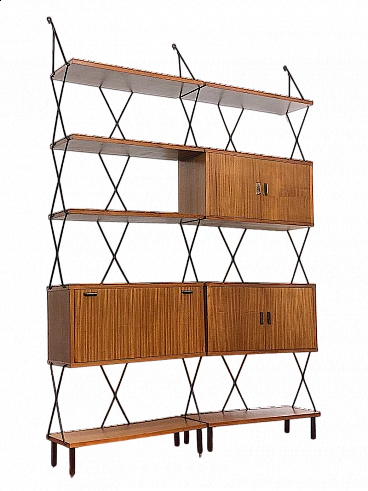 Metal and wood bookcase by ISA Bergamo, 1960s