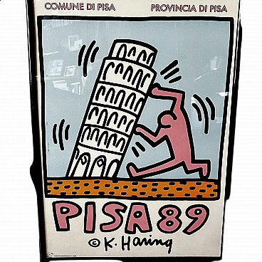 Poster Pisa 89 di Keith Haring, prima edizione, 1989