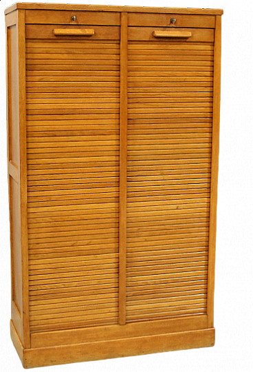 Oak filing cabinet with double shutter, early 20th century