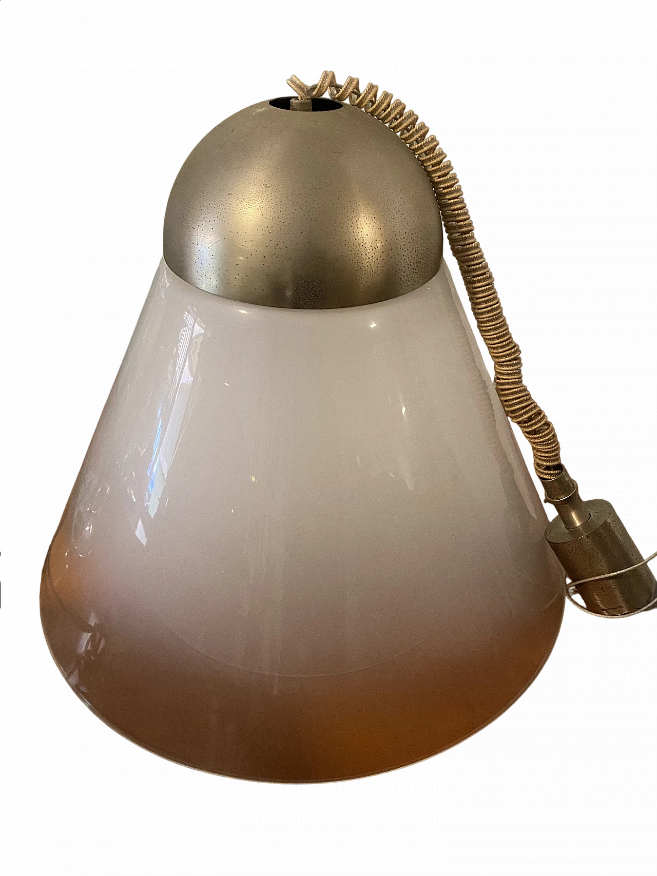 Lampadario a campana in vetro di Carlo Nason, anni '60 4