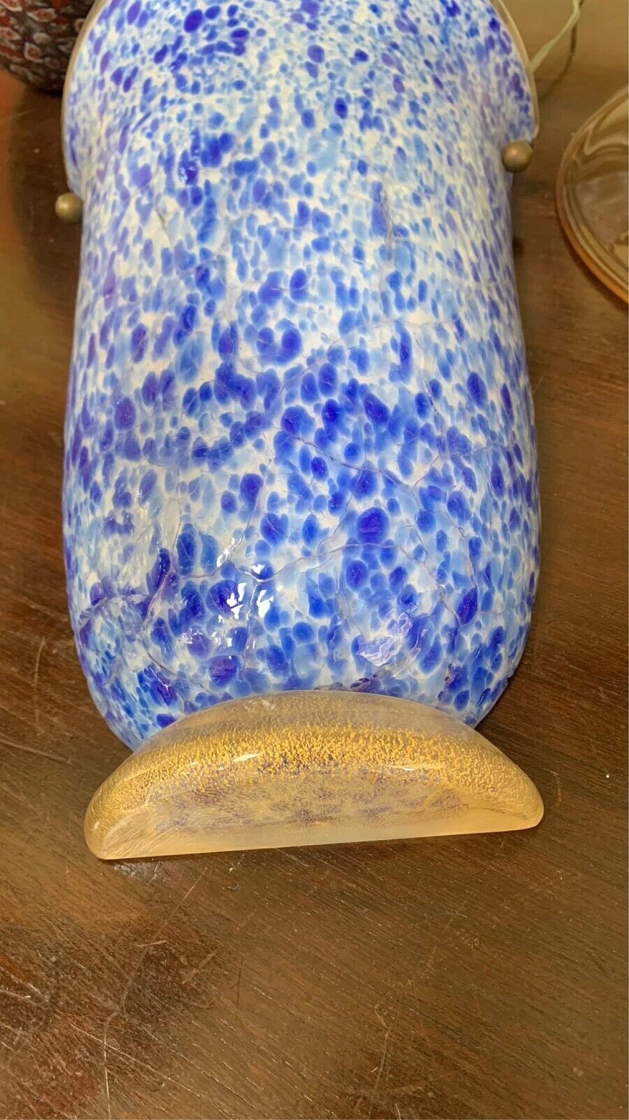 Applique in vetro di Murano blu e dorato di Stefano Toso, anni '50 4