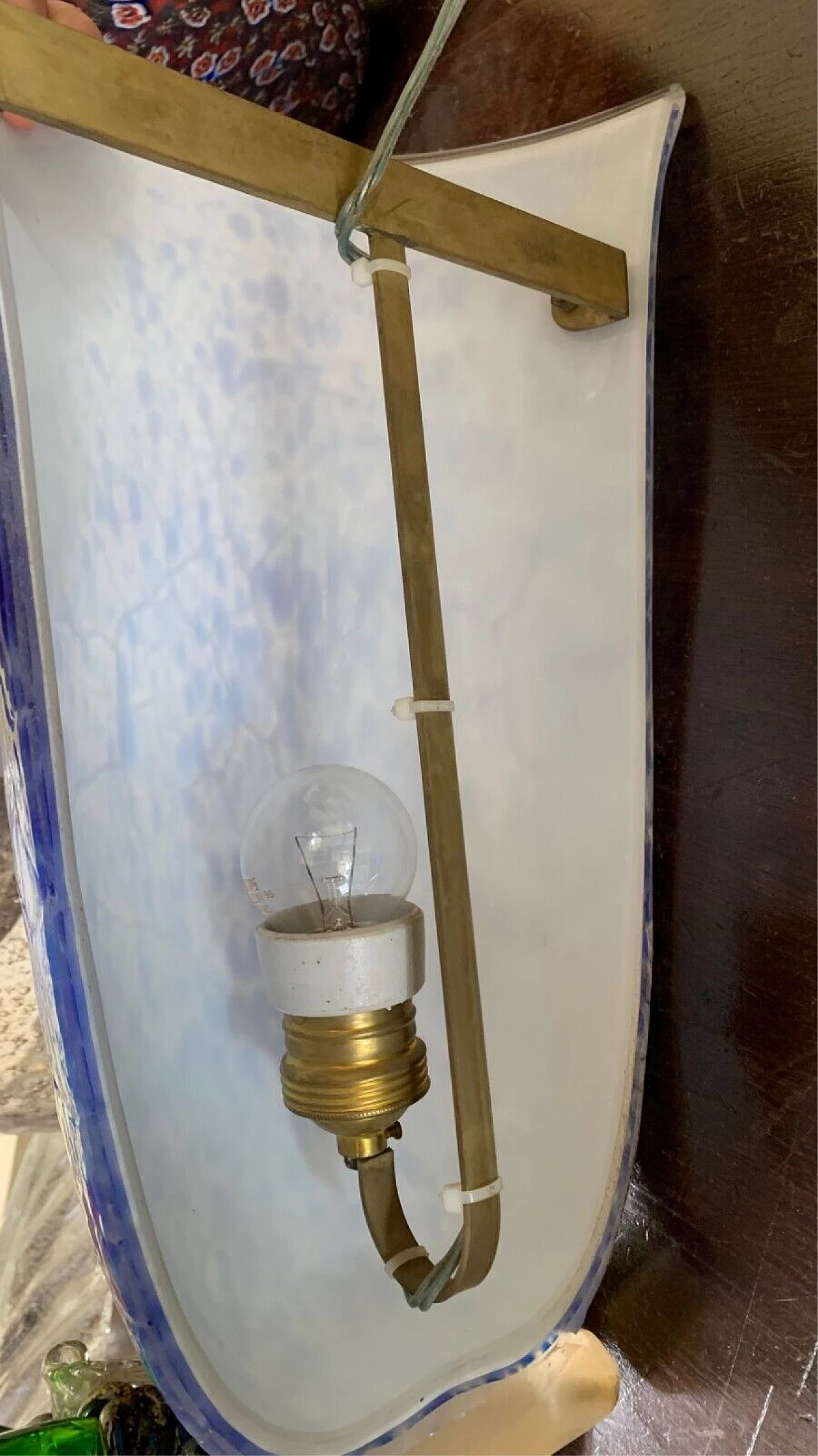 Applique in vetro di Murano blu e dorato di Stefano Toso, anni '50 5