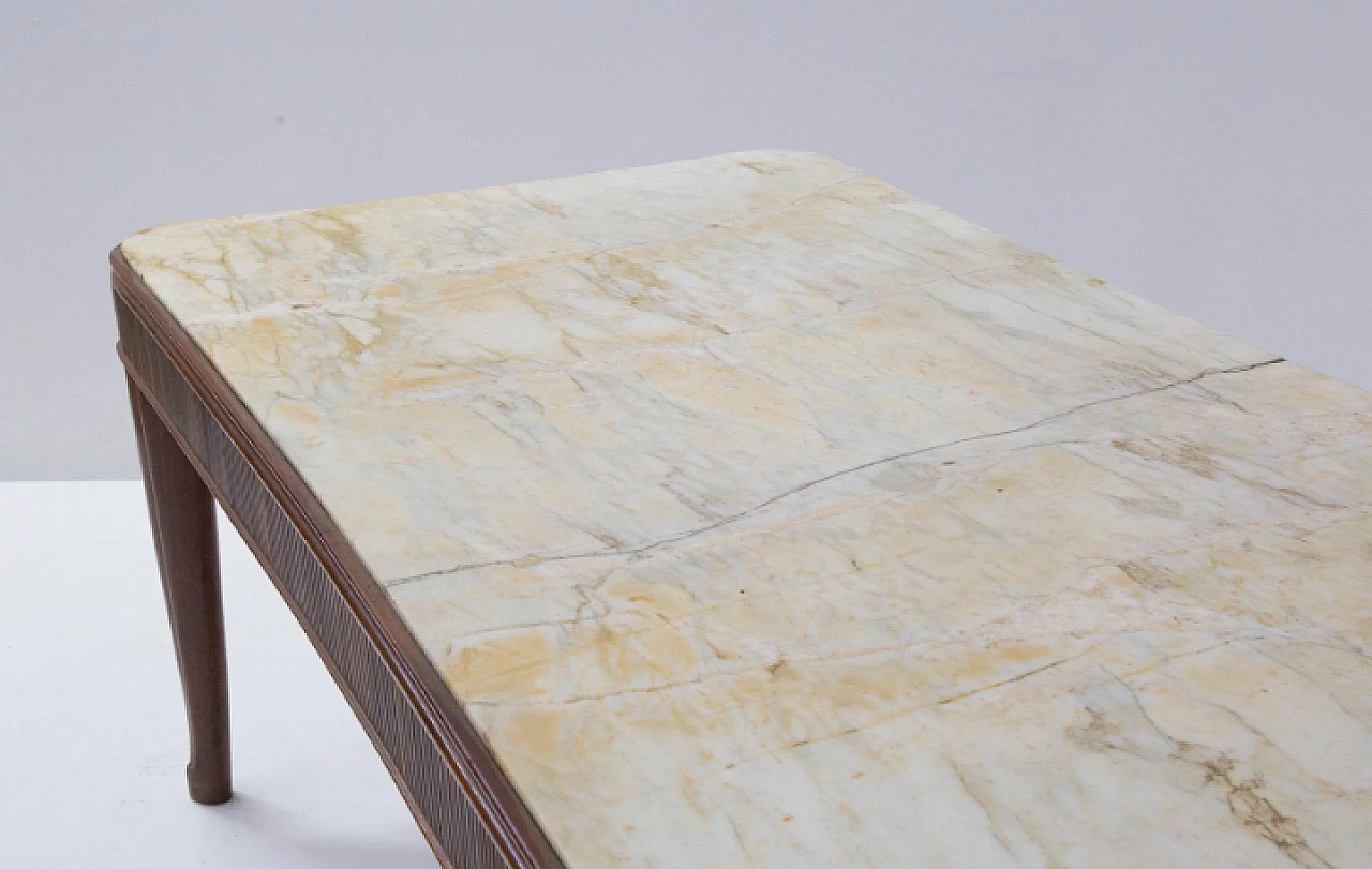 Tavolo in legno con piano in marmo di Gino Rancati, anni '50 6