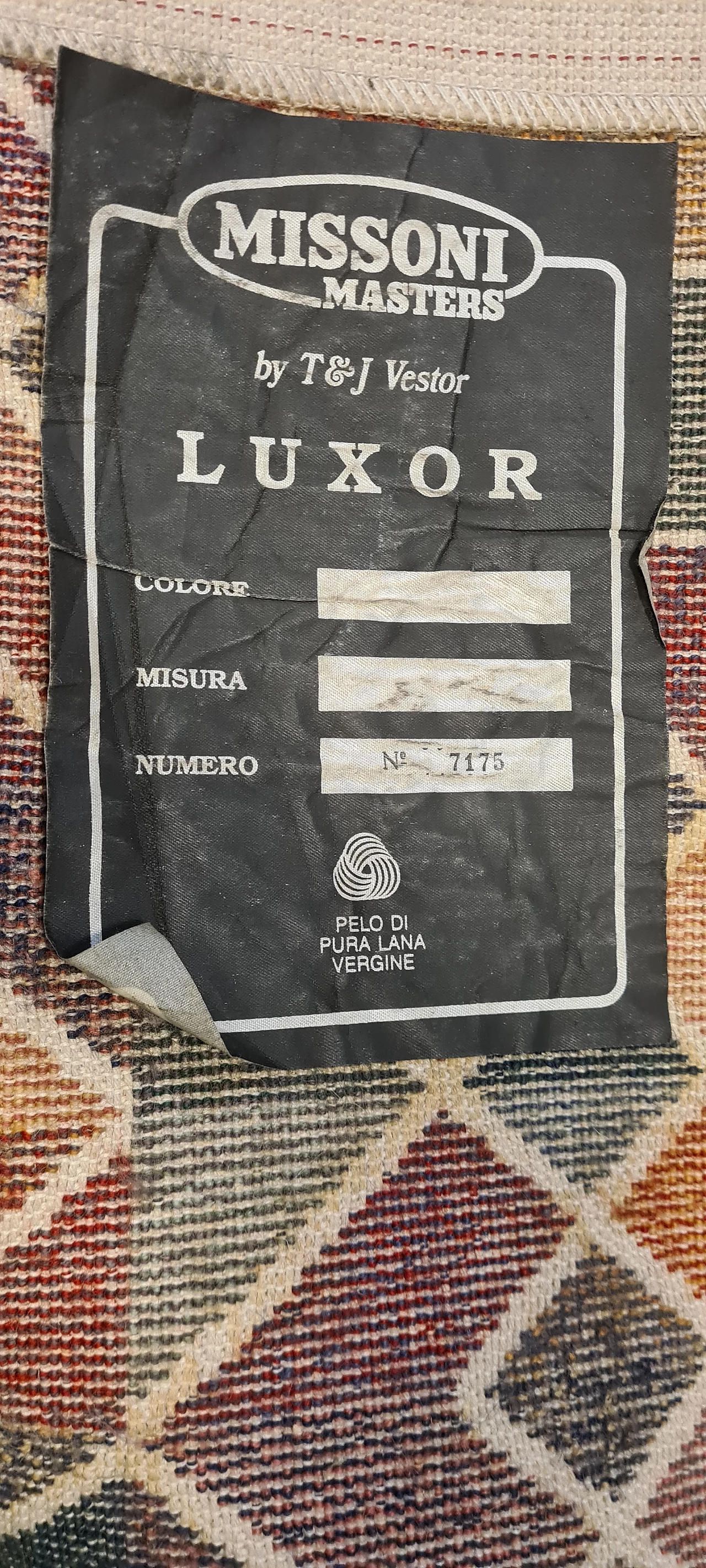 Tappeto Luxor in pura lana vergine di Missoni per T&J Vestor, anni '80 9