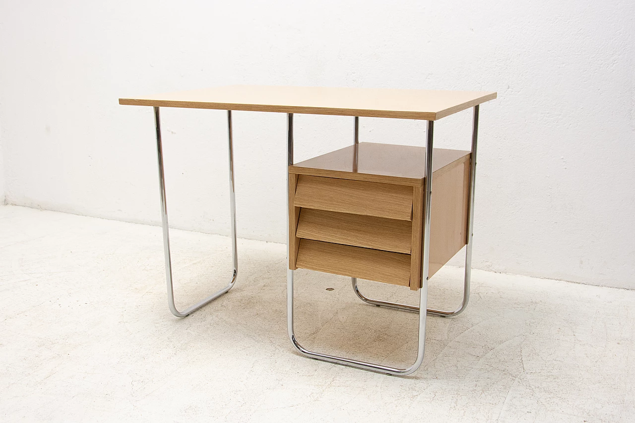 Desk with chrome frame and formica with drawers, 1950s 2