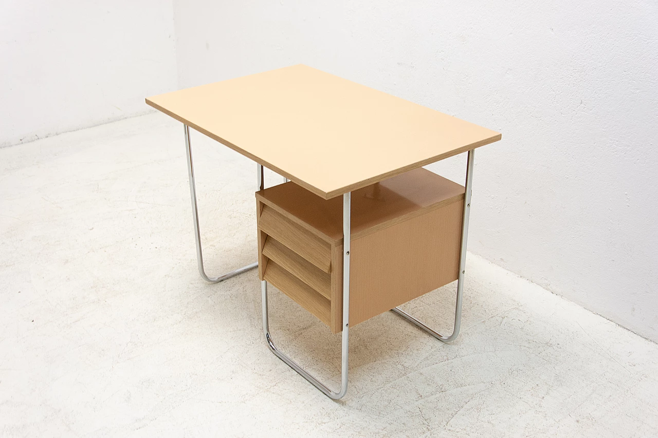 Desk with chrome frame and formica with drawers, 1950s 3