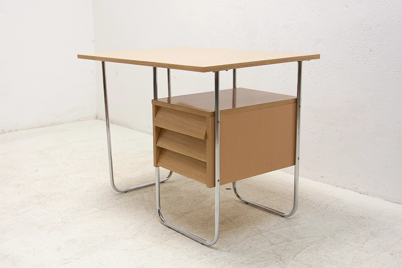 Desk with chrome frame and formica with drawers, 1950s 4