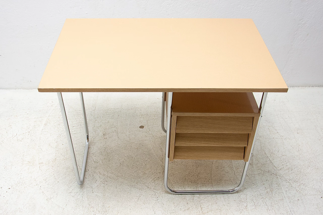 Scrivania con struttura cromata e formica con cassetti, anni '50 5