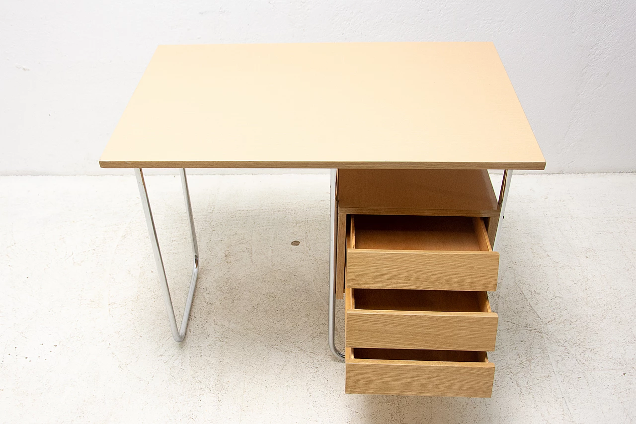 Scrivania con struttura cromata e formica con cassetti, anni '50 6