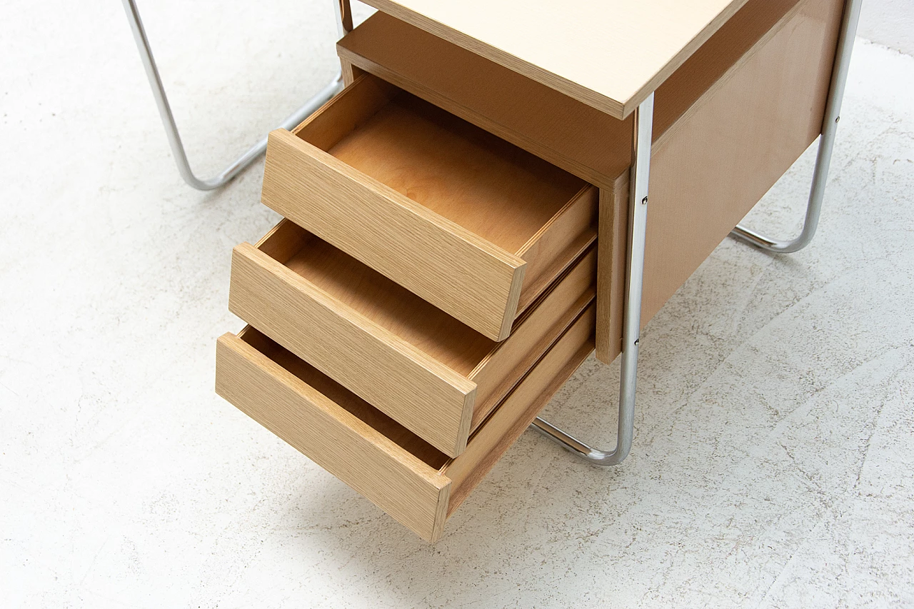 Scrivania con struttura cromata e formica con cassetti, anni '50 7