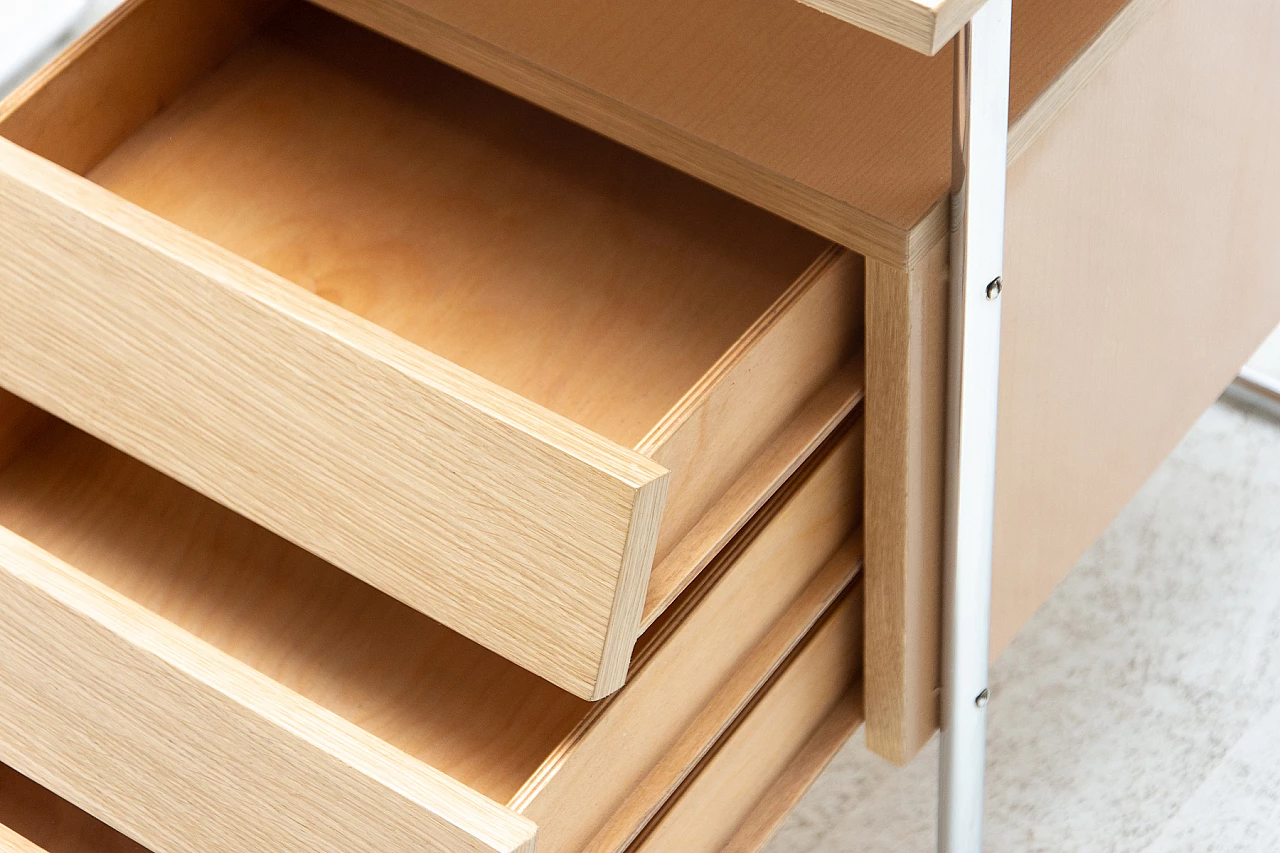 Scrivania con struttura cromata e formica con cassetti, anni '50 8