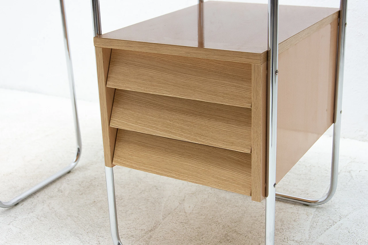 Scrivania con struttura cromata e formica con cassetti, anni '50 10