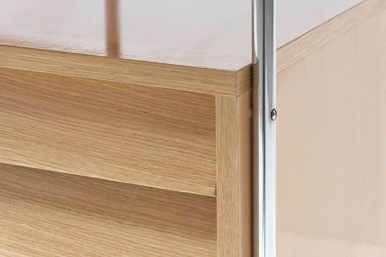 Scrivania con struttura cromata e formica con cassetti, anni '50 11