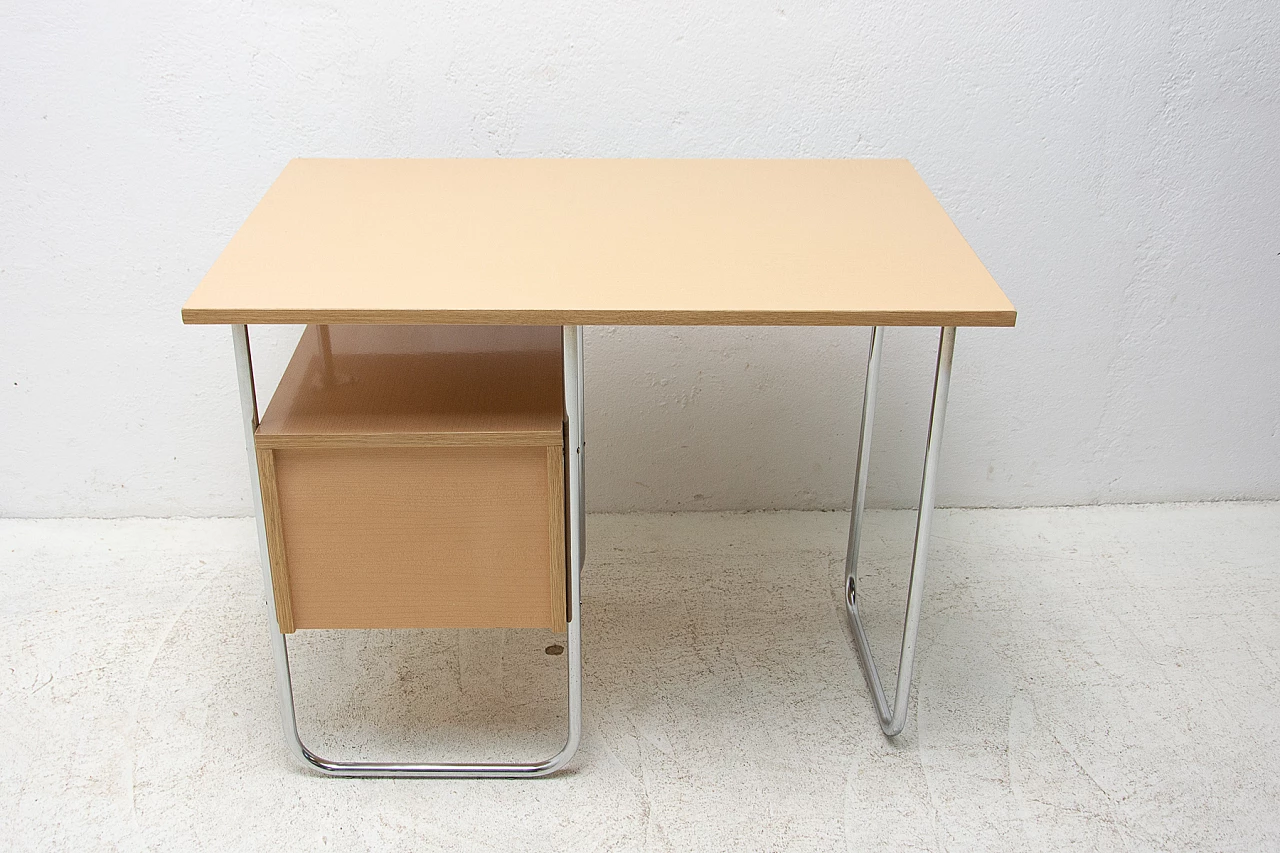 Desk with chrome frame and formica with drawers, 1950s 14