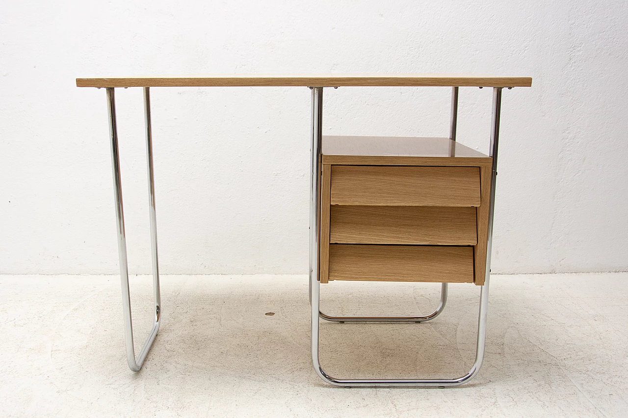 Desk with chrome frame and formica with drawers, 1950s 15
