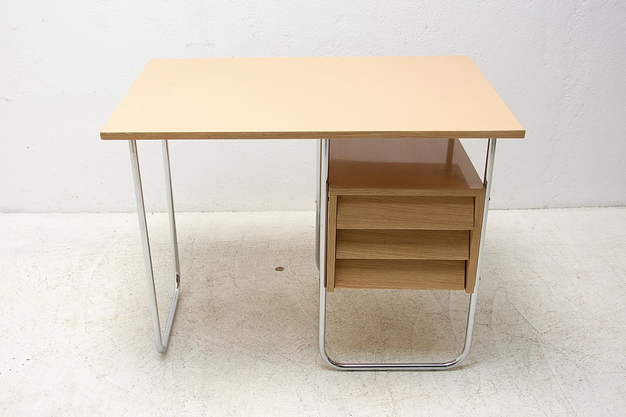 Desk with chrome frame and formica with drawers, 1950s 16
