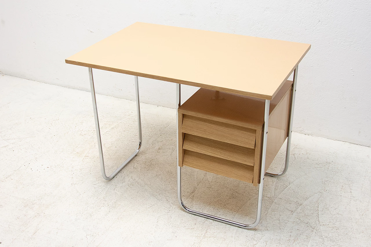 Desk with chrome frame and formica with drawers, 1950s 17
