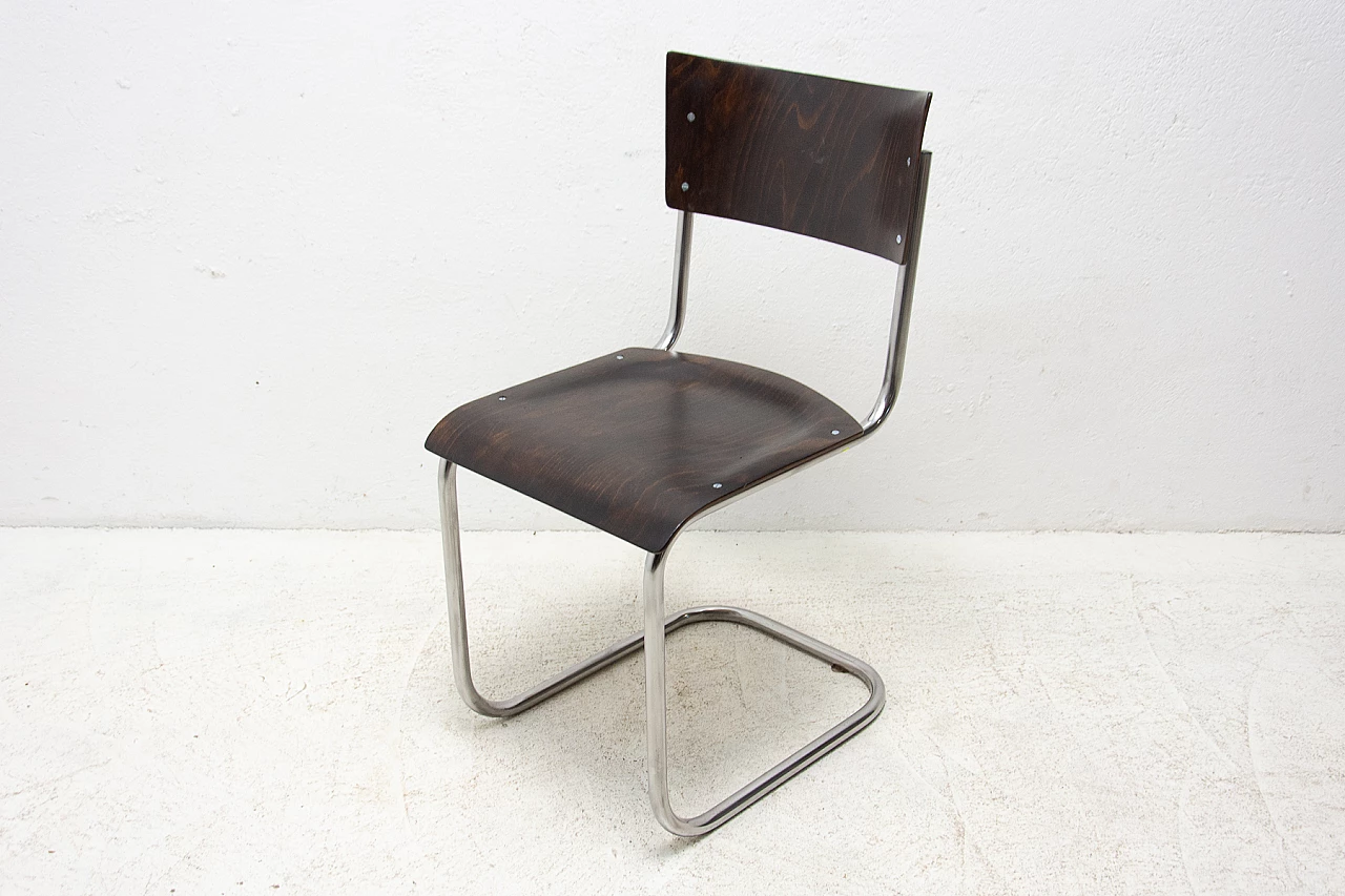 Chromed steel and wood S43 chair by Mart Stam, 1950s 3