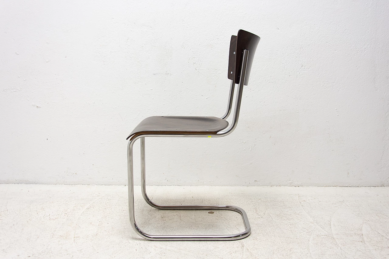 Chromed steel and wood S43 chair by Mart Stam, 1950s 5