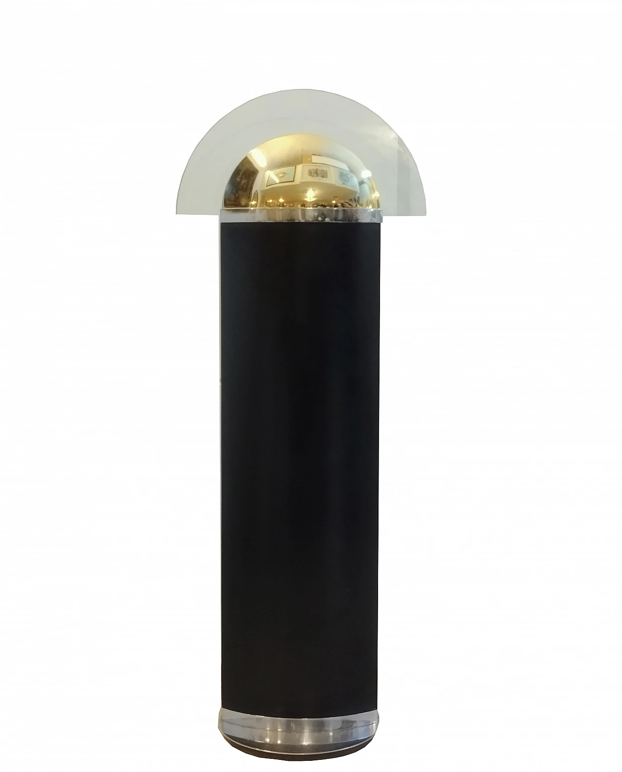Leather, brass and glass floor lamp, 1980s 1