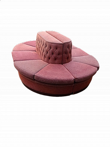 Pink fabric oval sectional sofa, 1970s