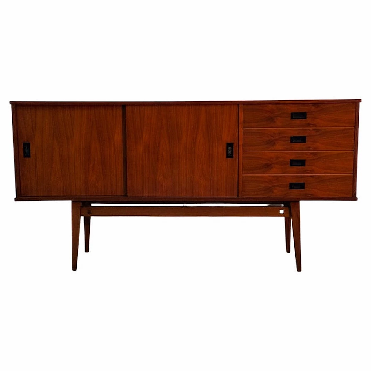 Teak sideboard with drawers and sliding doors, 1960s 1
